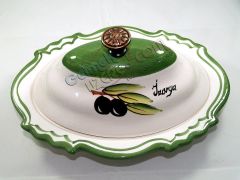Seramik Şekerlik Oval Zeytin Desenli
