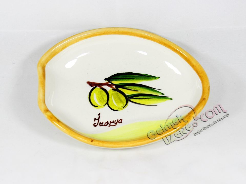 Seramik Kase Zeytin Desenli Taba