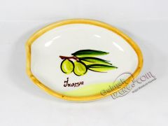 Seramik Kase Zeytin Desenli Taba