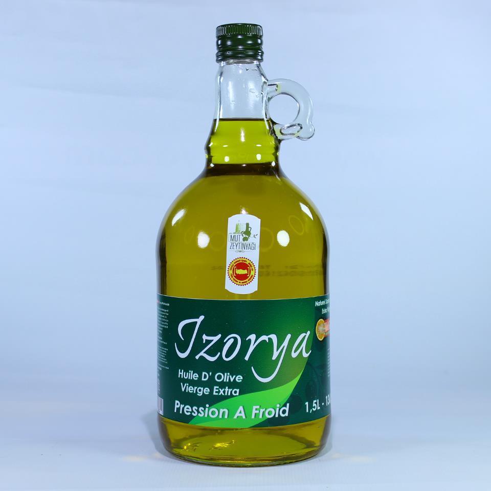 İzorya Natürel Sızma Mut Zeytinyağı Galon Cam 1,5 L